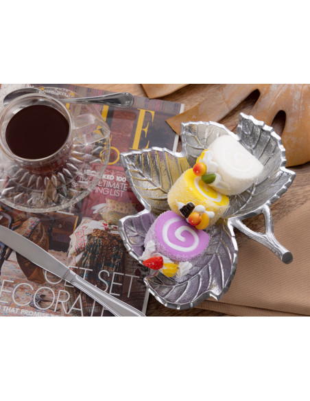 Vide poche original Feuille en Métal Argenté Nyrial - 2