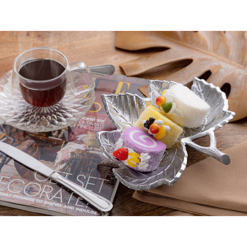 Vide poche original Feuille en Métal Argenté Nyrial - 6