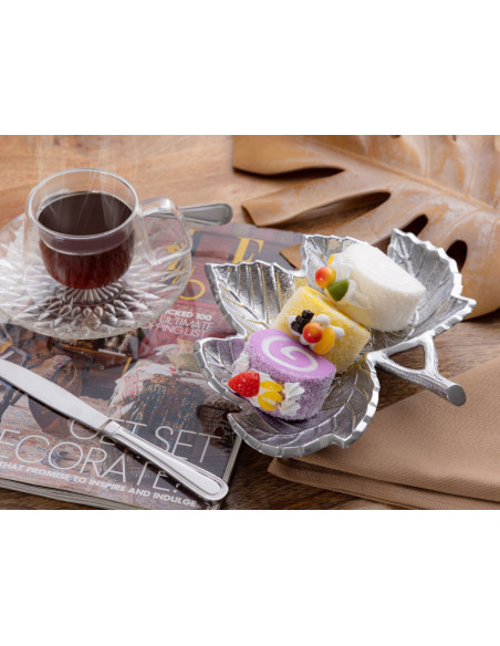 Vide poche original Feuille en Métal Argenté Nyrial - 6