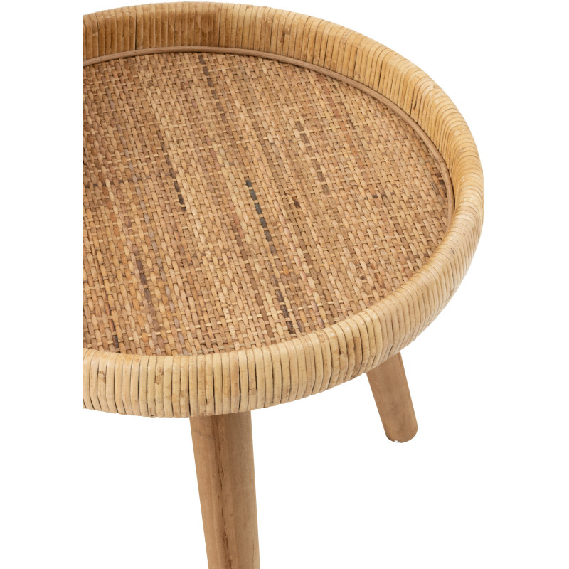 Table basse Gigogne Ronde en Rotin Naturel Bois de sapin Naturel Luna - 4