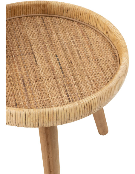 Table basse Gigogne Ronde en Rotin Naturel Bois de sapin Naturel Luna - 4