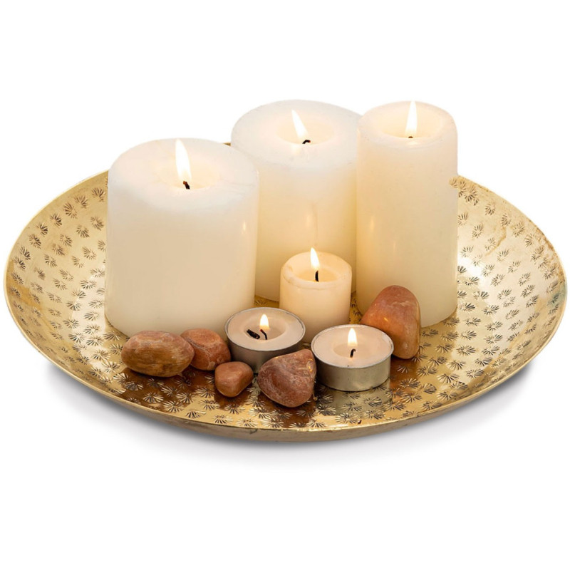 Plateau déco moderne Rond 28 cm en Métal Doré Bralia - 3