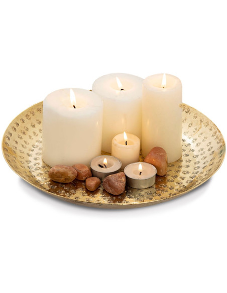 Plateau déco moderne Rond 28 cm en Métal Doré Bralia - 3