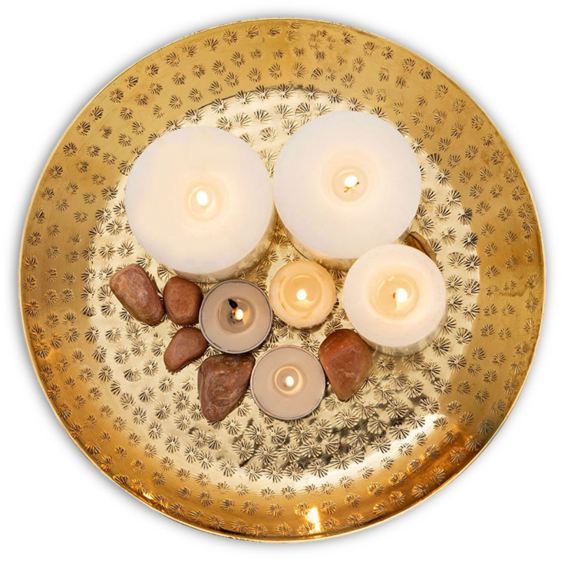 Plateau déco moderne Rond 28 cm en Métal Doré Bralia - 4