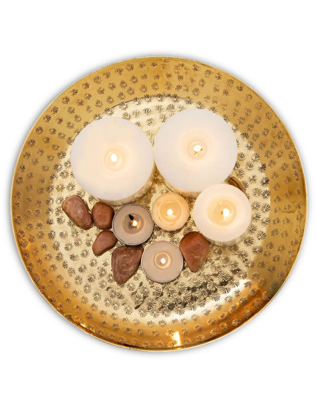 Plateau déco moderne Rond 28 cm en Métal Doré Bralia - 4