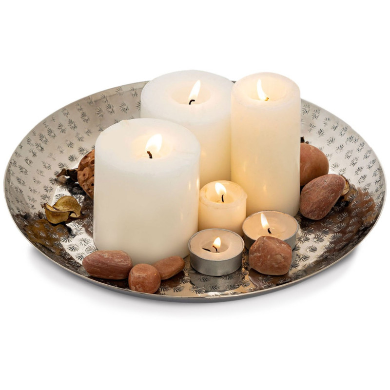 Plateau déco moderne Rond 28 cm en Métal Argenté Bralia - 4