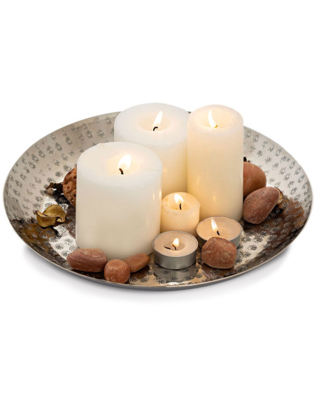 Plateau déco moderne Rond 28 cm en Métal Argenté Bralia - 4