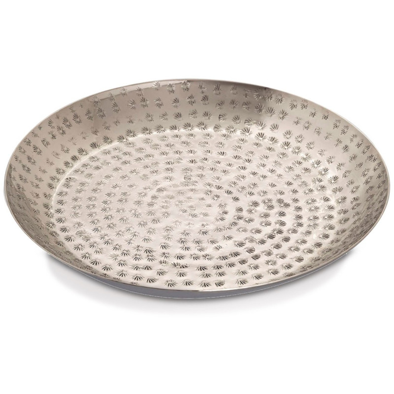 Plateau déco moderne Rond 28 cm en Métal Argenté Bralia - 1