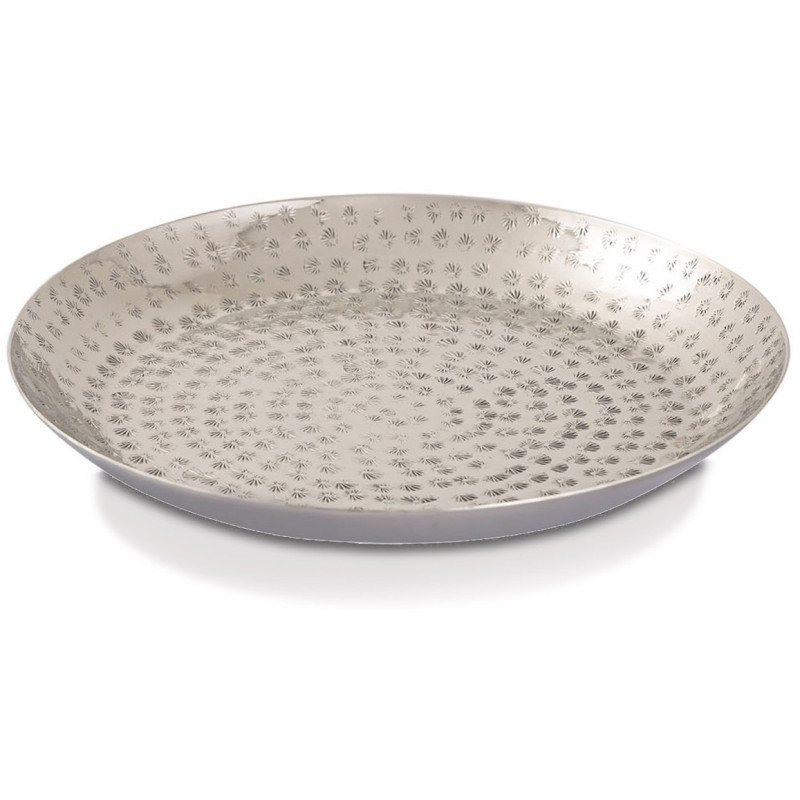 Plateau déco moderne Rond 28 cm en Métal Argenté Bralia - 3