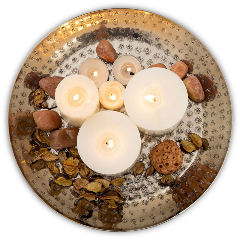 Plateau déco moderne Rond 28 cm en Métal Argenté Bralia - 5