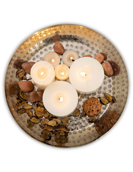 Plateau déco moderne Rond 28 cm en Métal Argenté Bralia - 5