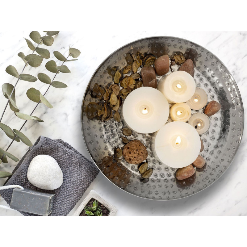 Plateau déco moderne Rond 28 cm en Métal Argenté Bralia - 2