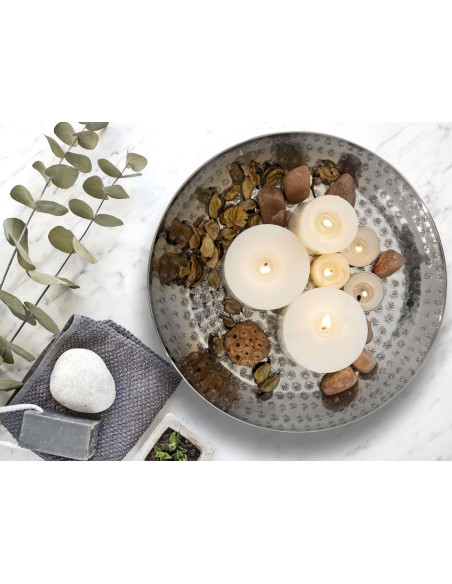 Plateau déco moderne Rond 28 cm en Métal Argenté Bralia - 2