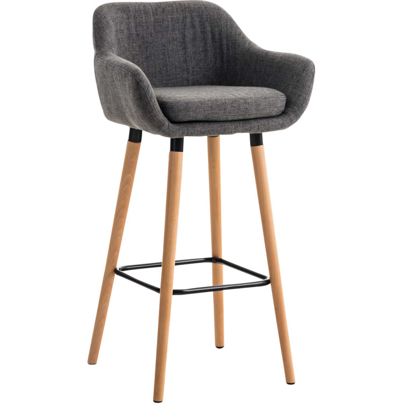 Tabouret de bar scandinave en Tissu Gris clair Bois de hêtre Naturel Norvyn - 1