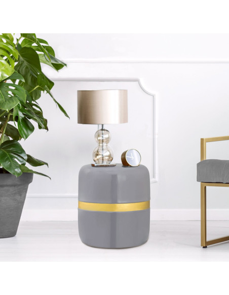 Table d'appoint moderne Ronde en Métal Gris Doré Sylrix - 2