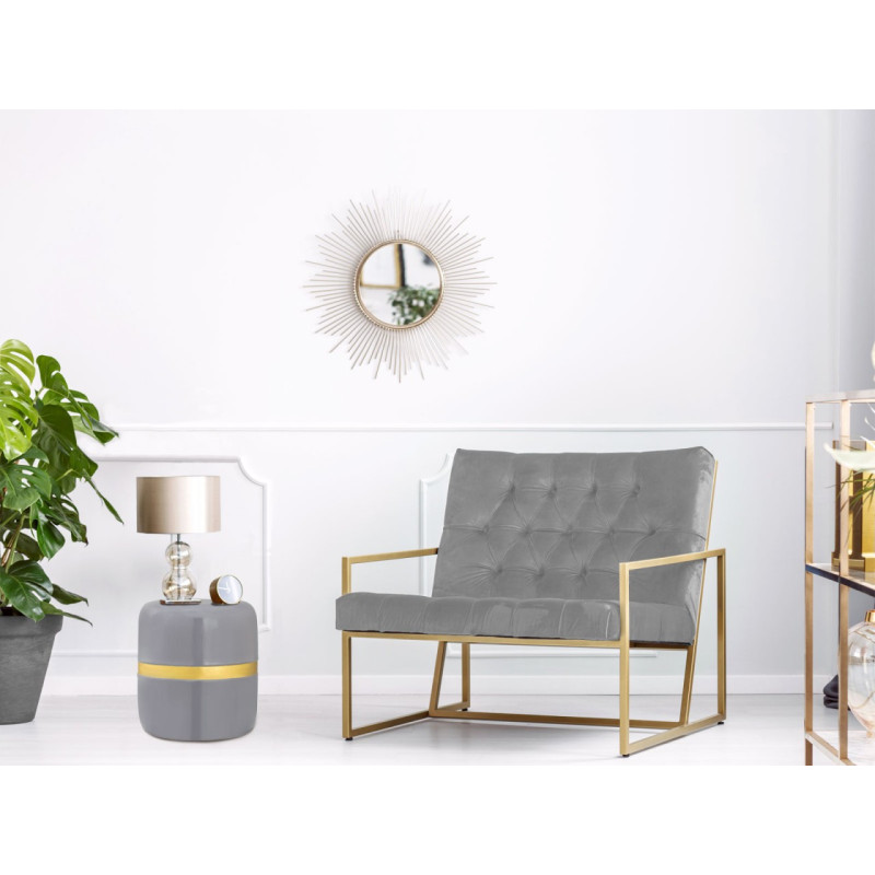 Table d'appoint moderne Ronde en Métal Gris Doré Sylrix - 6