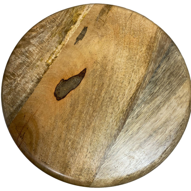 Tabouret de bar moderne hauteur réglable en Bois de manguier massif Marron Métal Blanc Liverpoom (Lot de 2) - 5