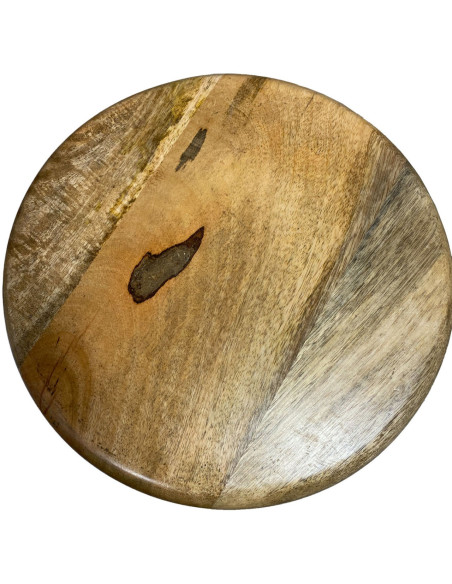 Tabouret de bar moderne hauteur réglable en Bois de manguier massif Marron Métal Blanc Liverpoom (Lot de 2) - 5