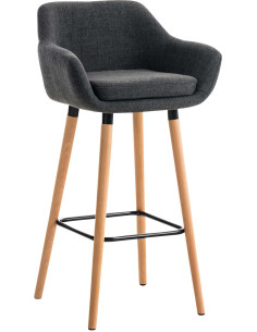 Tabouret de bar scandinave en Tissu Gris foncé Bois de hêtre Naturel Norvyn - 1
