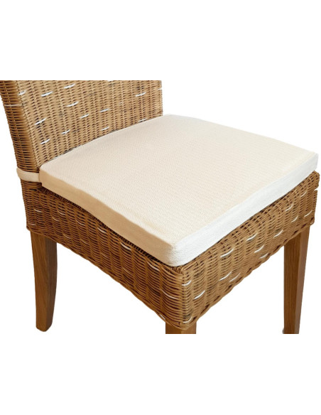 Chaise en Rotin Naturel Bois de pin massif Lin avec coussin Cardine - 17