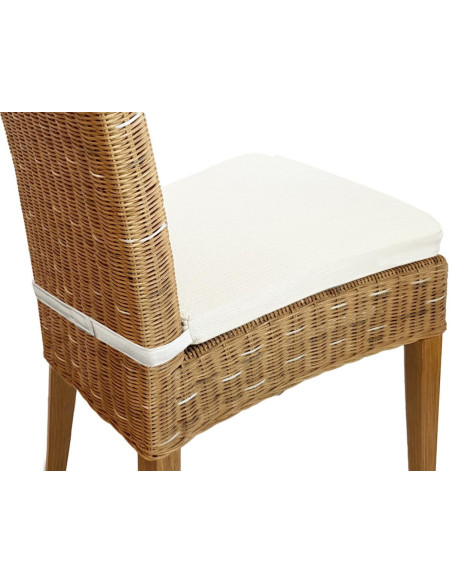 Chaise en Rotin Naturel Bois de pin massif Lin avec coussin Cardine - 19