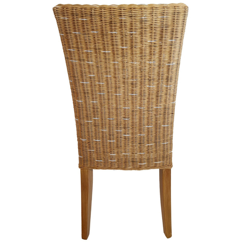 Chaise en Rotin Naturel Bois de pin massif Lin avec coussin Cardine - 21