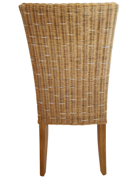 Chaise en Rotin Naturel Bois de pin massif Lin avec coussin Cardine - 21