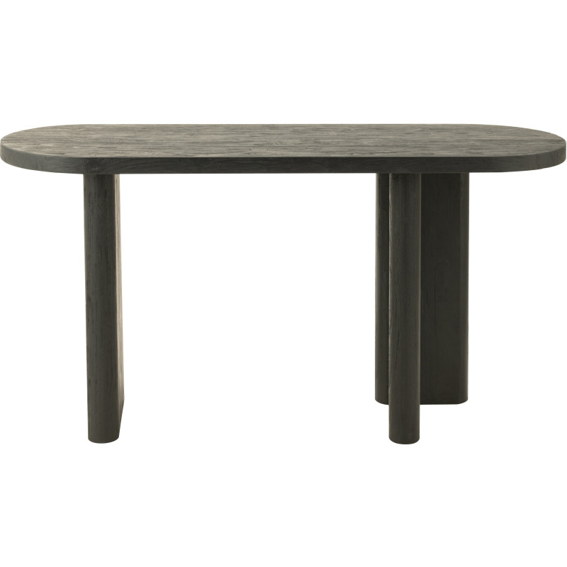 Console Ovale en Bois de teck Noir Maelie - 2
