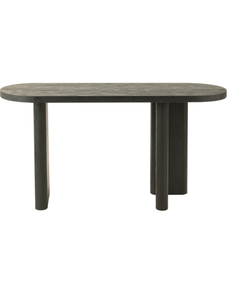 Console Ovale en Bois de teck Noir Maelie - 2