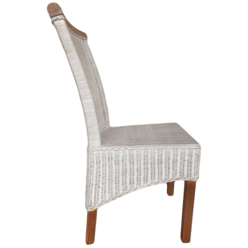 Chaise Campagne chic en Rotin Blanc Pin massif Naturel Syrain - 2