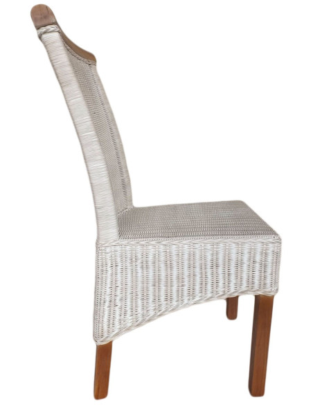 Chaise Campagne chic en Rotin Blanc Pin massif Naturel Syrain - 2