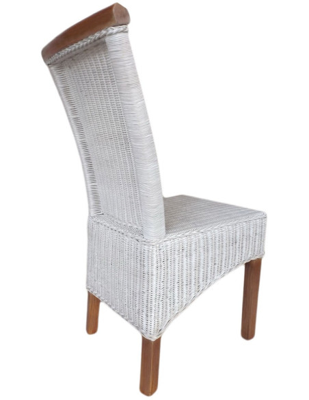 Chaise Campagne chic en Rotin Blanc Pin massif Naturel Syrain - 4