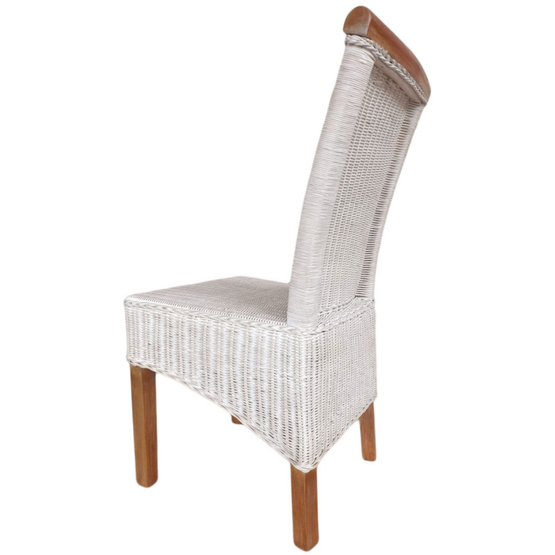 Chaise Campagne chic en Rotin Blanc Pin massif Naturel Syrain - 5