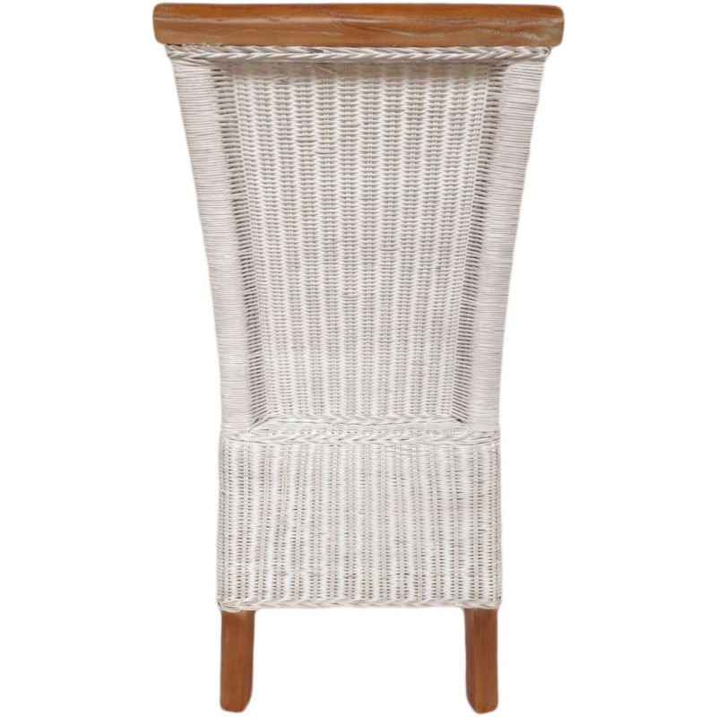 Chaise Campagne chic en Rotin Blanc Pin massif Naturel Syrain - 6