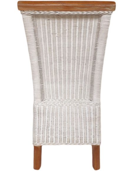 Chaise Campagne chic en Rotin Blanc Pin massif Naturel Syrain - 6