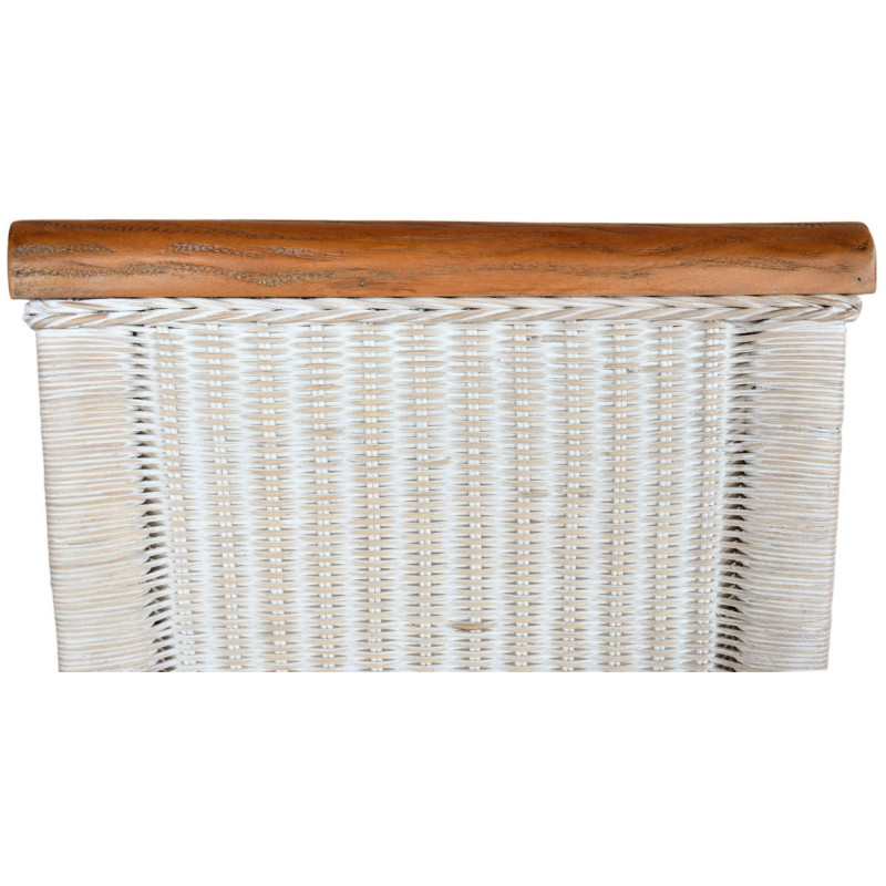 Chaise Campagne chic en Rotin Blanc Pin massif Naturel Syrain - 7