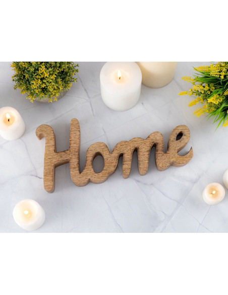 Sculpture déco Home 28 cm en Bois de manguier massif Naturel Selmar - 5