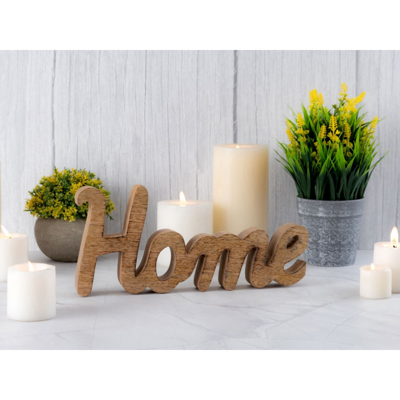 Sculpture déco Home 28 cm en Bois de manguier massif Naturel Selmar - 2