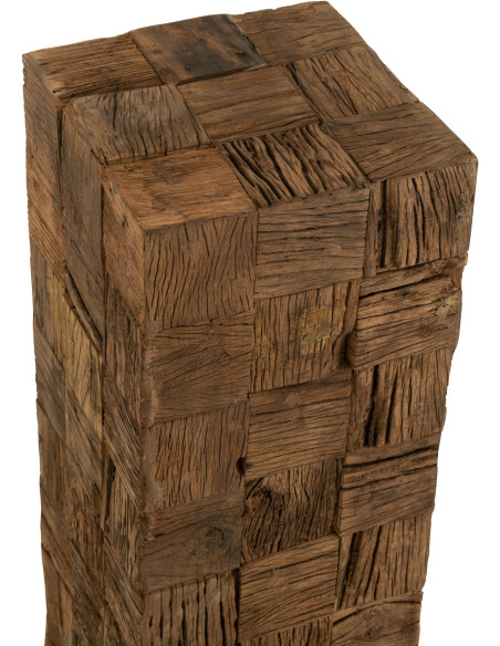 Sellette haute Hauteur 90 cm Carrée en Bois Naturel Woody J-Line - 3
