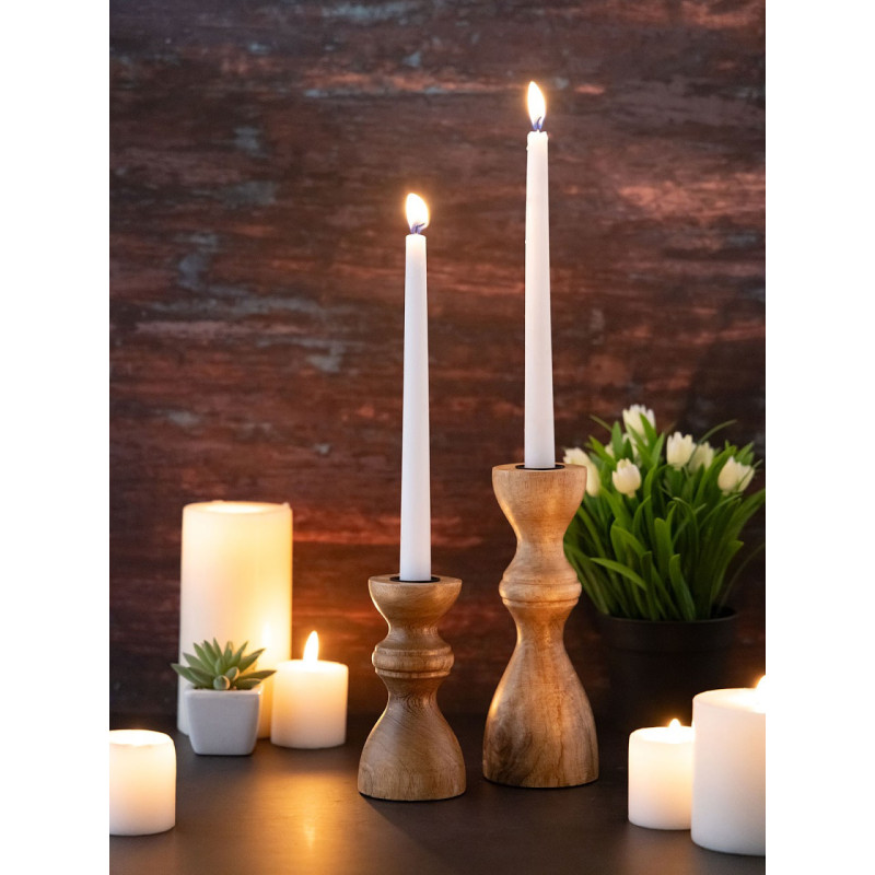 Bougeoir Pilier rond en Bois de manguier massif Naturel Bertok (Lot de 2) - 9