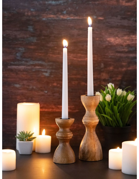 Bougeoir Pilier rond en Bois de manguier massif Naturel Bertok (Lot de 2) - 9