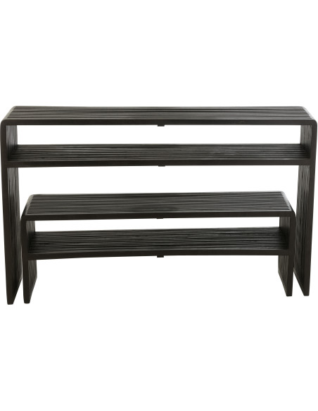 Console Gigogne Rectangulaire 1 étagère en Bois de teck recyclé Noir Octave - 3