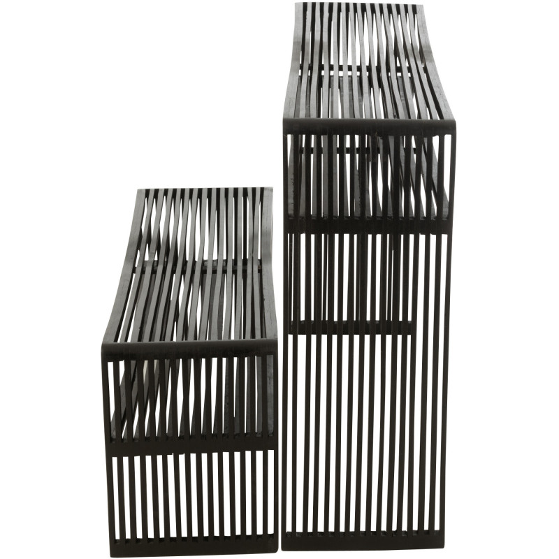 Console Gigogne Rectangulaire 1 étagère en Bois de teck recyclé Noir Octave - 4