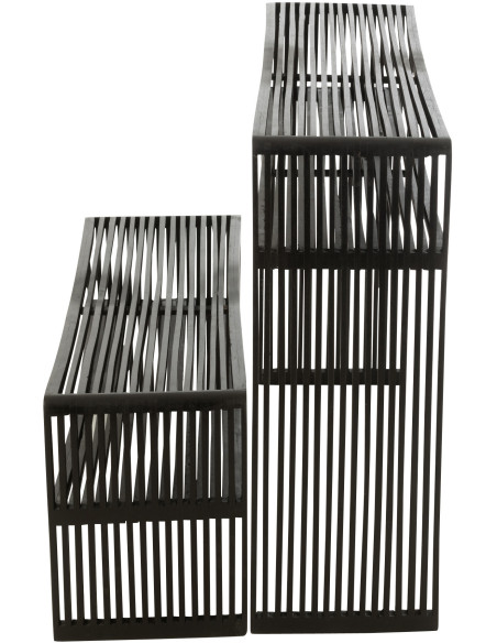 Console Gigogne Rectangulaire 1 étagère en Bois de teck recyclé Noir Octave - 4