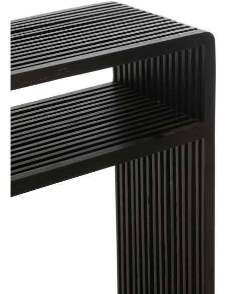 Console Gigogne Rectangulaire 1 étagère en Bois de teck recyclé Noir Octave - 7