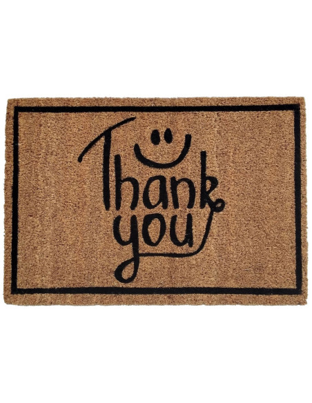 Paillasson extérieur Rectangulaire 60x40 en Fibre de coco Naturel Noir Latex antidérapant Thank you - 2