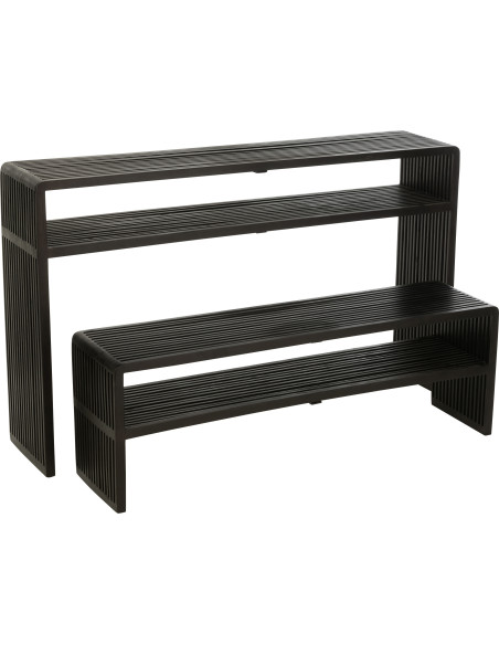 Console Gigogne Rectangulaire 1 étagère en Bois de teck recyclé Noir Octave - 8