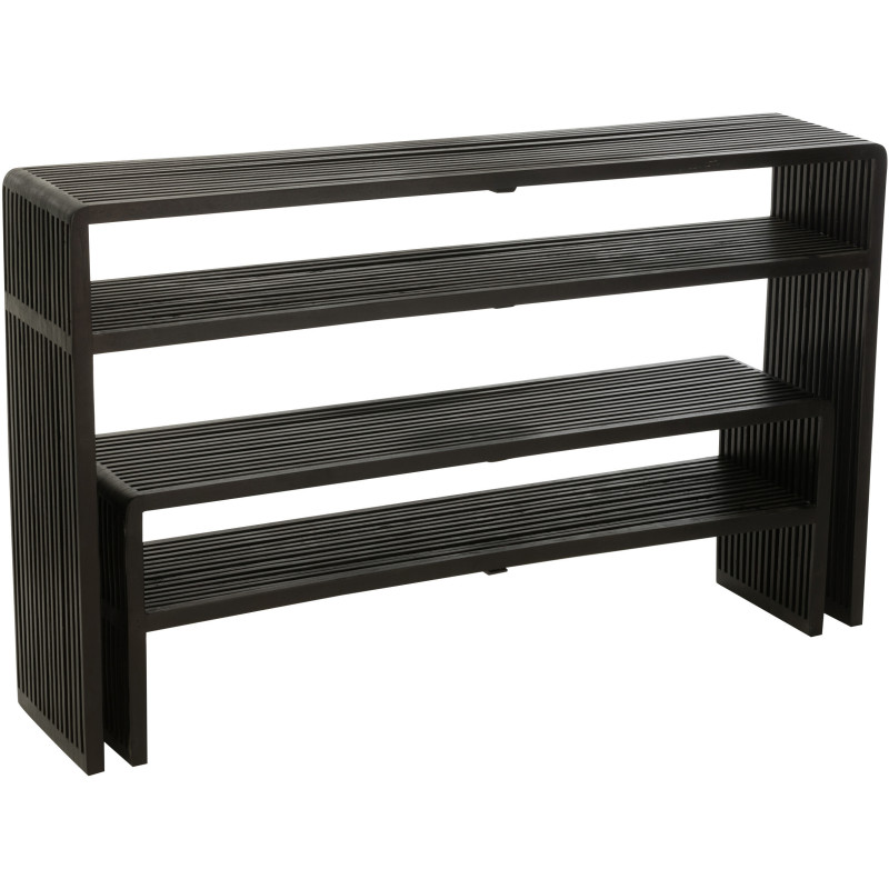 Console Gigogne Rectangulaire 1 étagère en Bois de teck recyclé Noir Octave - 9