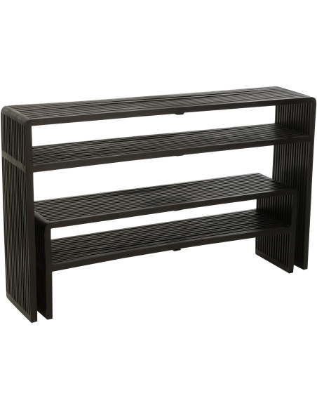 Console Gigogne Rectangulaire 1 étagère en Bois de teck recyclé Noir Octave - 9