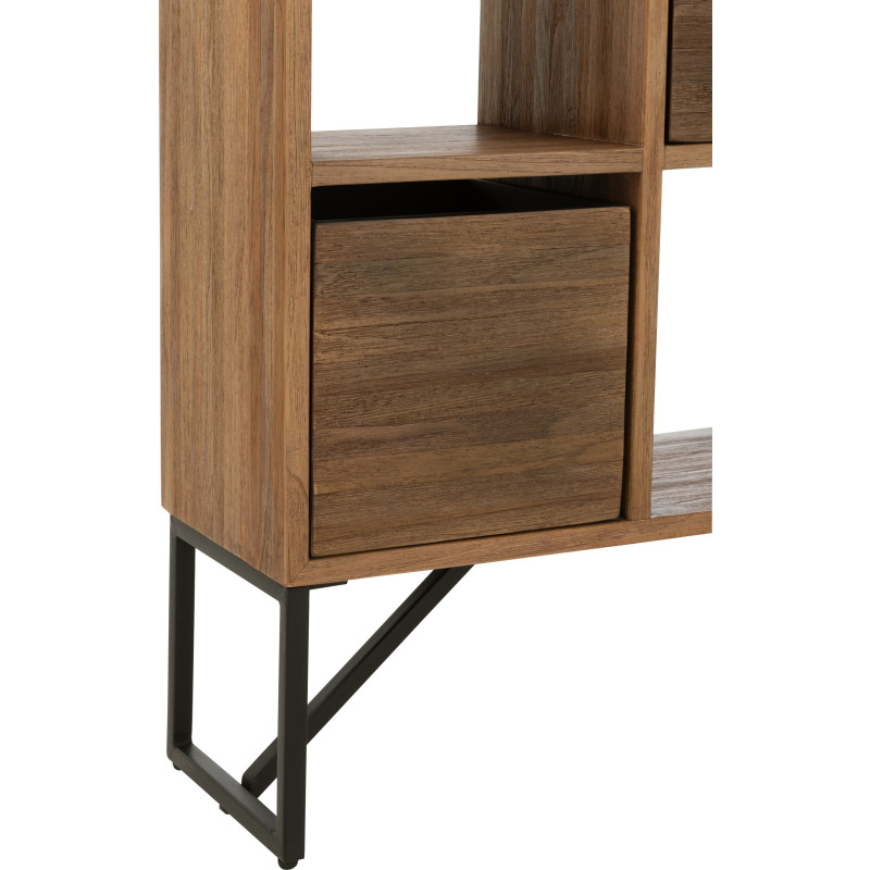 Étagère 12 niches 5 tiroirs en Bois de teck recyclé Naturel Octave - 5